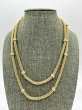 Load image into Gallery viewer, Designer Inspired Brushed Gold Double Strand Necklace with Pave Insets.
