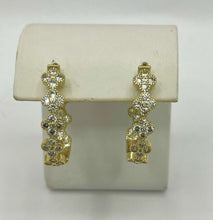 Load image into Gallery viewer, Gold Inside-Out CZ Clover Hoop Earrings
