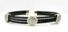 Load image into Gallery viewer, Gunmetal Bangle Bracelet with Two-Tone Pave Insets
