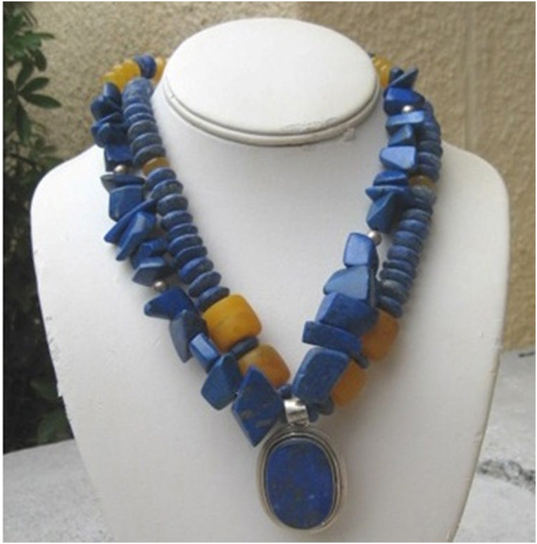 Lapis and Amber Necklace