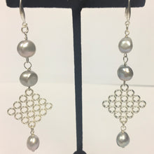 Load image into Gallery viewer, Light Grey Freshwater Pearl Drop Earrings
