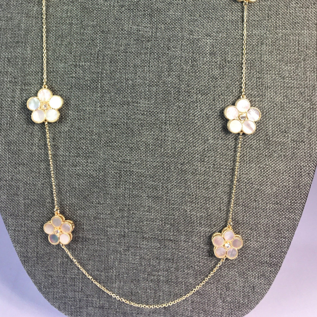 Roberto Coin Inspired Pearl Clover Necklace