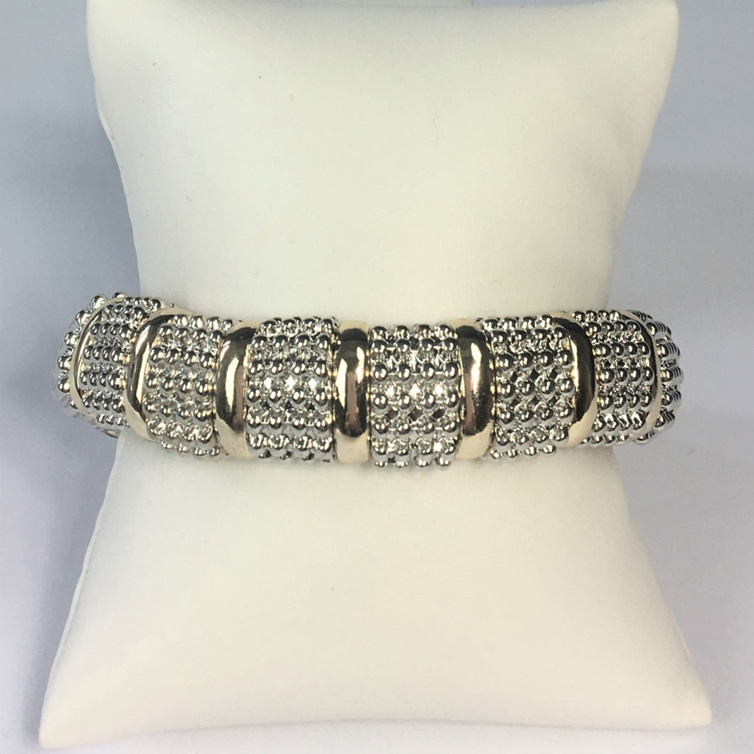 Yurman Inspired Mesh Bracelet with inset gold bands