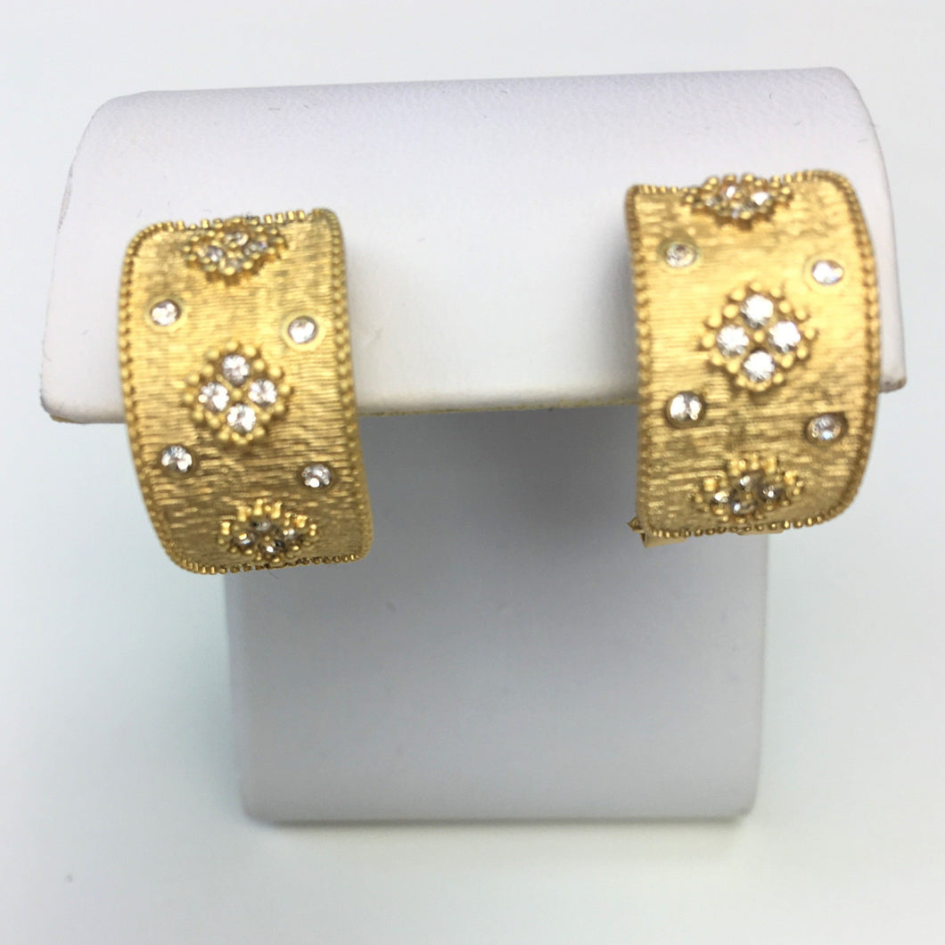 Gold Huggie Earrings Inset Crystals