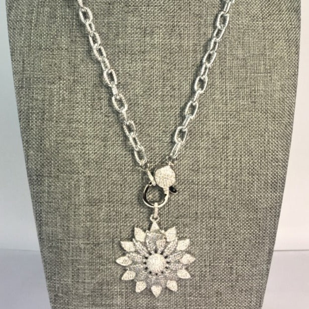 Silver Starburst Link Necklace with removable pendant