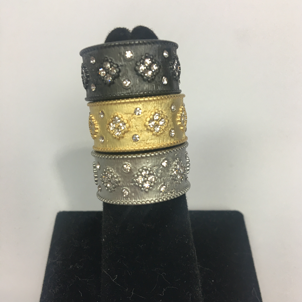 Gold, Black, or Silver Brushed Vermeil Designer Rings