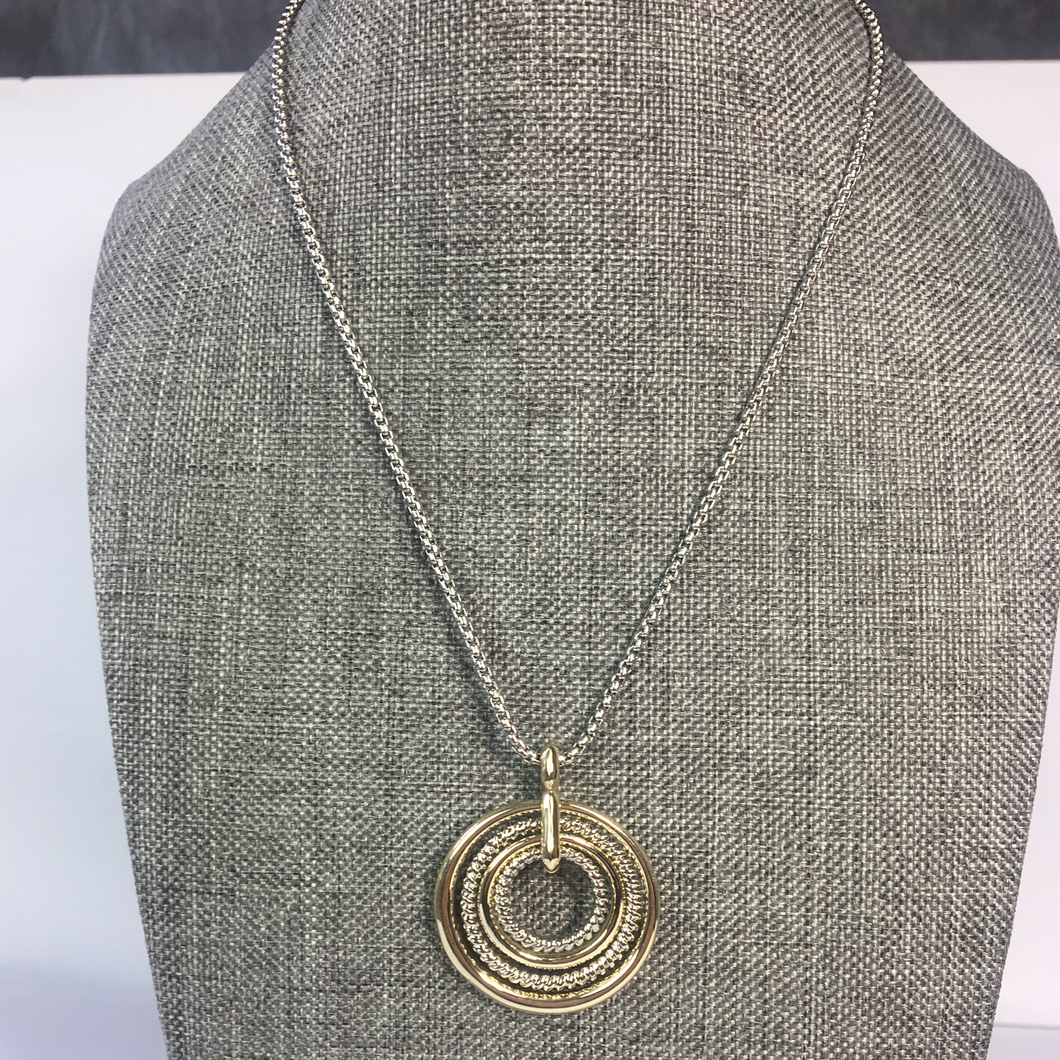 Yurman Inspired Two-Tone Multi-Circle CZ Necklace